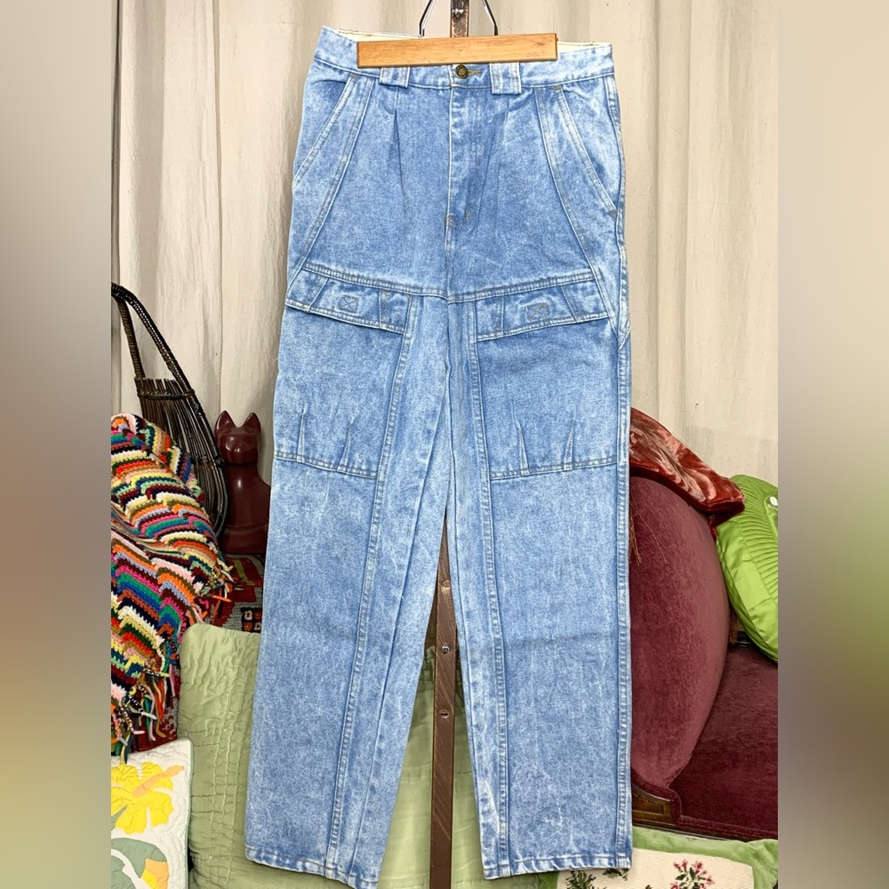 80s Acidwash Cargo Jeans Youth 16